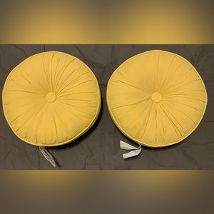 Pair of Yellow Round Accent Pillows
